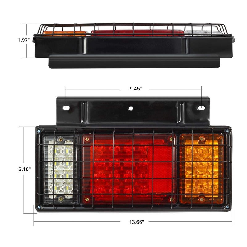 LIMICAR 2PCS 40 LED Trailer Tail Lights Kit with Iron Net Protection Turn Signal Brake Reverse Running Lights, LED Trailer Lights for Isuzu NPR NPR-HD NRR NQR NKR NHR FSR FRR Truck - Image 2